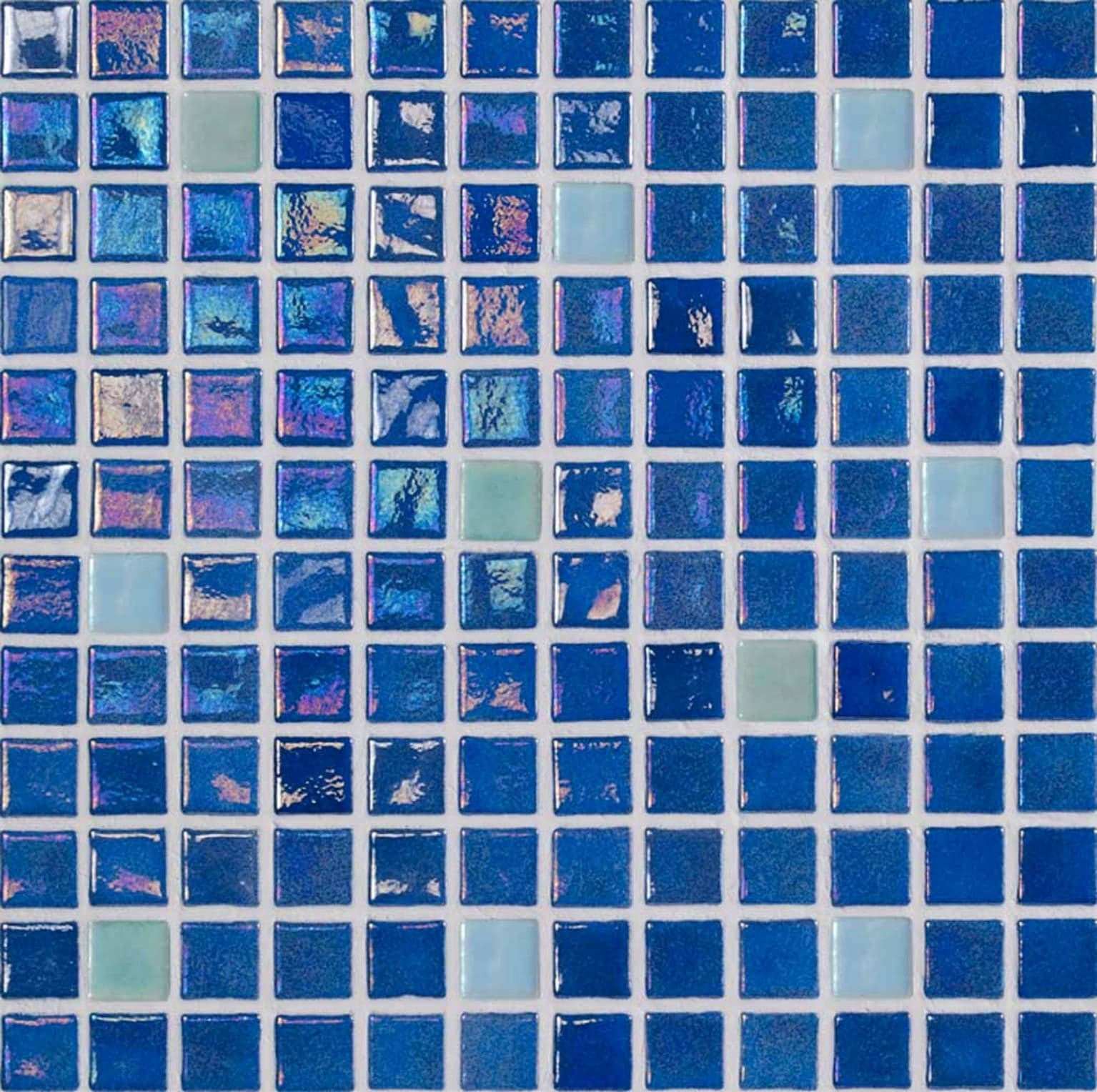 Mosaïque de verre bleue irisée pour piscine — Cash Carrelage Fréjus